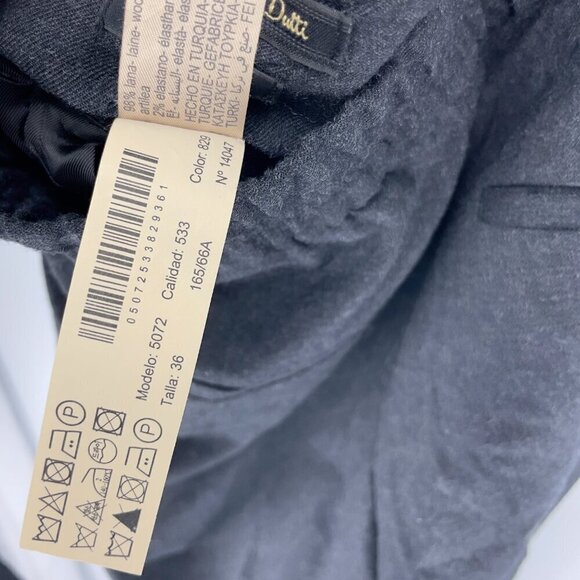 MASSIMO DUTTI 98% Wool Pocket Office Elastic High Waist Grey Trousers 36‎ - Picture 5 of 7